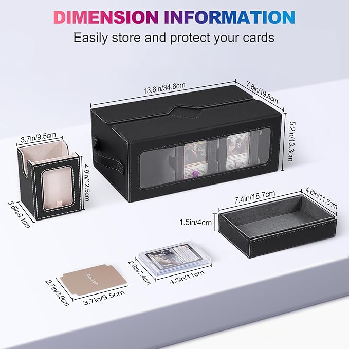 Commander Deck Box for MTG, 6-Deck Modular Card Case with Dice Tray Hold 600+ Double-sleeved Cards, Removable Trading Cards Storage Box with 35PT Magnetic Card Holders for TCG, Multicolour