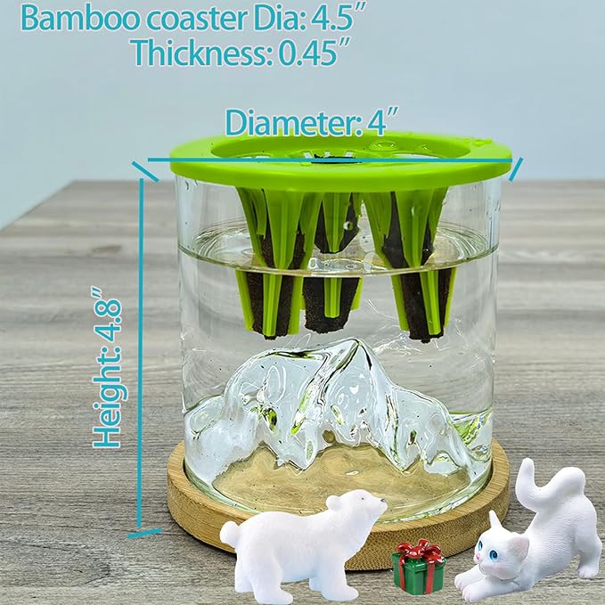 4 in 1 Plant Propagation Station Hydroponic Vase Planter Pot,Indoor Glass Terrarium Planter,Fresh Herb Garden Grow Kit,Home Office Decor,Christmas Birthday Gift for Gardener Women Parents Garden Lover