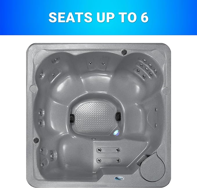 Inland 6 Person Indoor Outdoor Hot Tub, Plug & Play Spa, 24 Jets, LED Lighting System, Insulated Spa Cover, Made in USA, Aqualife by Strong Spas