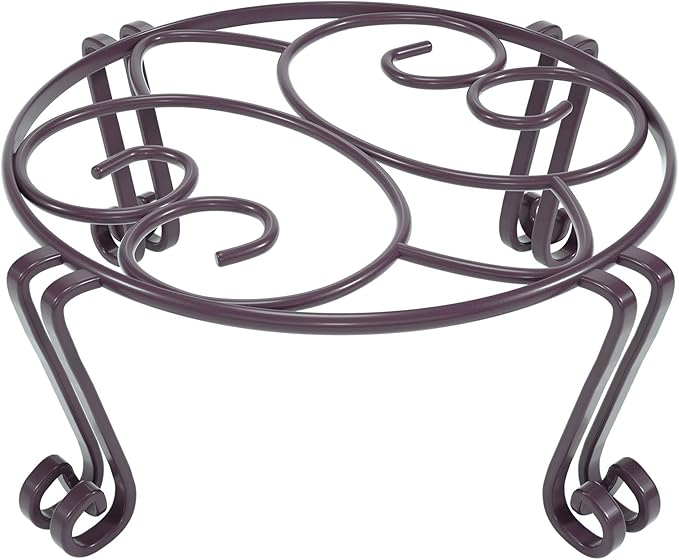 Yimobra Original Patented Plant Stand for Flower Pot Heavy Duty Potted Holder 10.2 x 4.7 Inches, Tall Indoor Outdoor Metal Rustproof Iron Garden Container Round Supports Rack for Planter Bronze/Brown