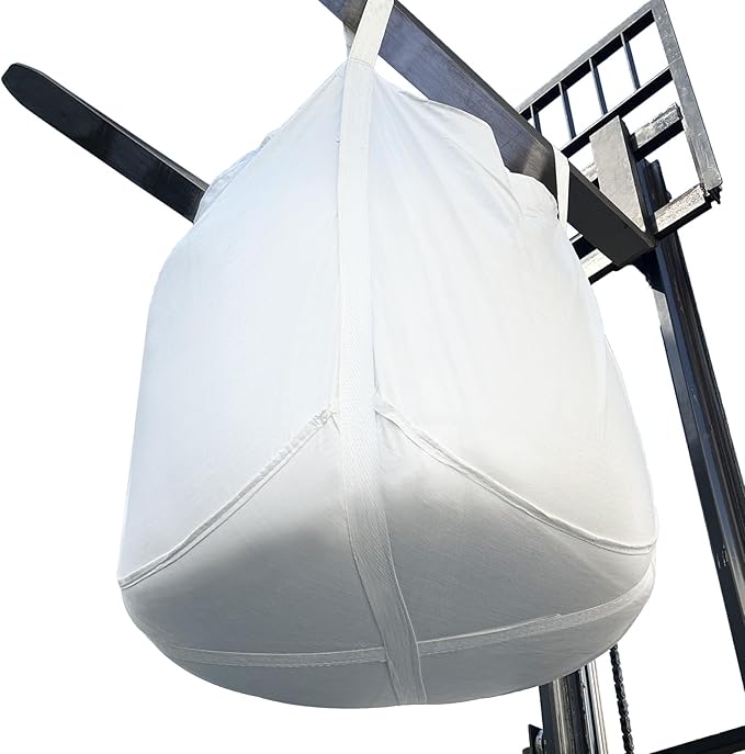 FIBC Bulk Bag - 4400 lbs Capacity, 35x35x43 inches, Polypropylene (PP), Open Top, White, Rectangular, Reusable, 1-Pack