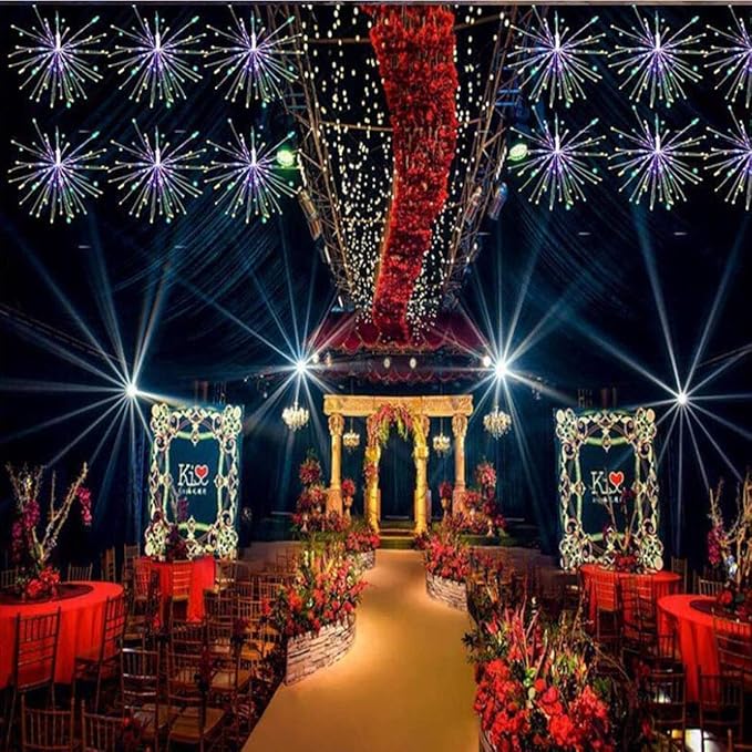 10 Pcs Total 600 LED Firework Copper Wire Lights, Fairy Twinkle Lights Solar String Lights 8 Modes Waterproof Starburst Lights for Christmas, Birthday, Bedroom, Corridor Patio, Wedding