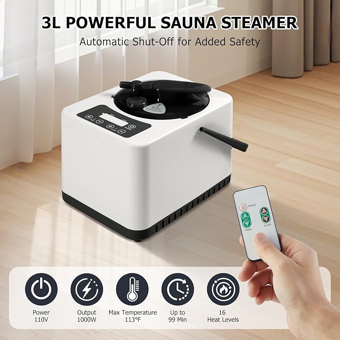 Steam Saunas for Home,Full Body Red Light Sauna Tents Portable Large Space Remote Control Indoor Steamer Sauna Box with 3L Steamer Machine,Foldable Chair,Pocket