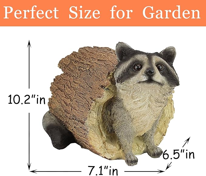Teaeeno Garden Raccoon Decor Outdoor Animal Statue,Raccoon Decoration Large Lawn Ornament,Garden Animal Rustic Decor,Outdoor Decor Yard Lawn Home Decoration Yard Art,Outdoor Raccoons Gift