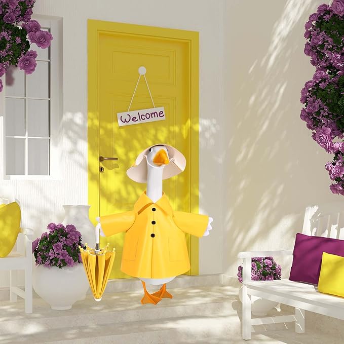 Raincoat Goose Outfit Porch Goose Clothes for 23" Lawn Outdoor Garden Yard Patio Statue Spring Decor (Yellow)