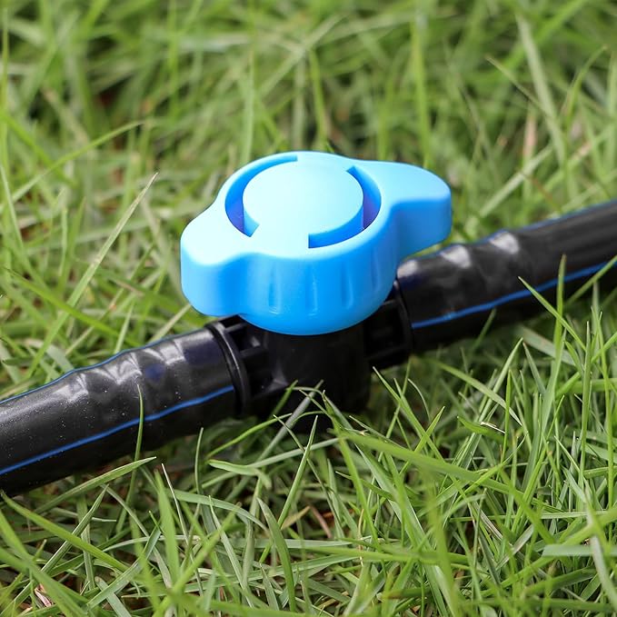 12 Pack Drip Irrigation 1/2 inch Shut Off Valve Fittings, Drip Line 1/2" 16mm Barbed Valve Parts for 1/2 Inch Drip Tubing (.570-.620" ID) No Leak Inline Shutoff Valves for Drip Systems