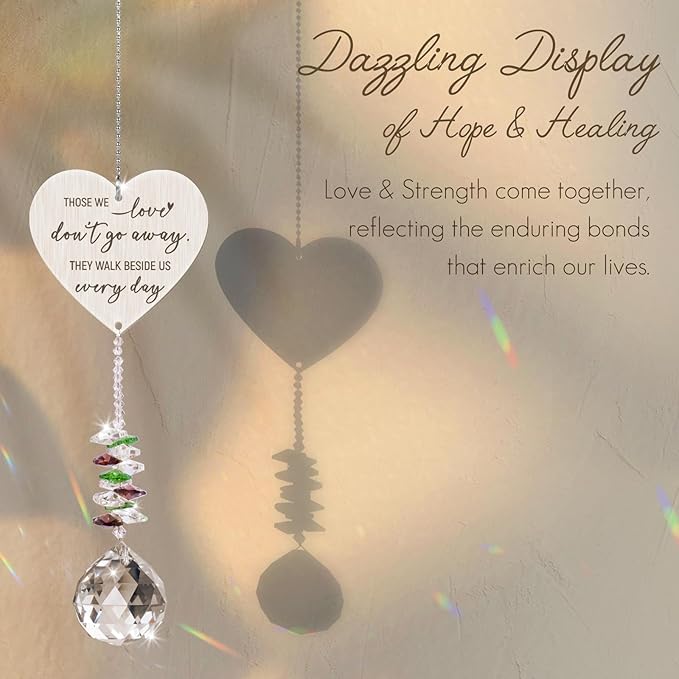 Memorial Crystal Suncatcher,Sympathy Gifts for Loss of Loved One,Bereavement Gift Idea,in Loving Memory,Hanging Ornament for Window, Rainbow Maker Prisms Home Decor,Memorial Day
