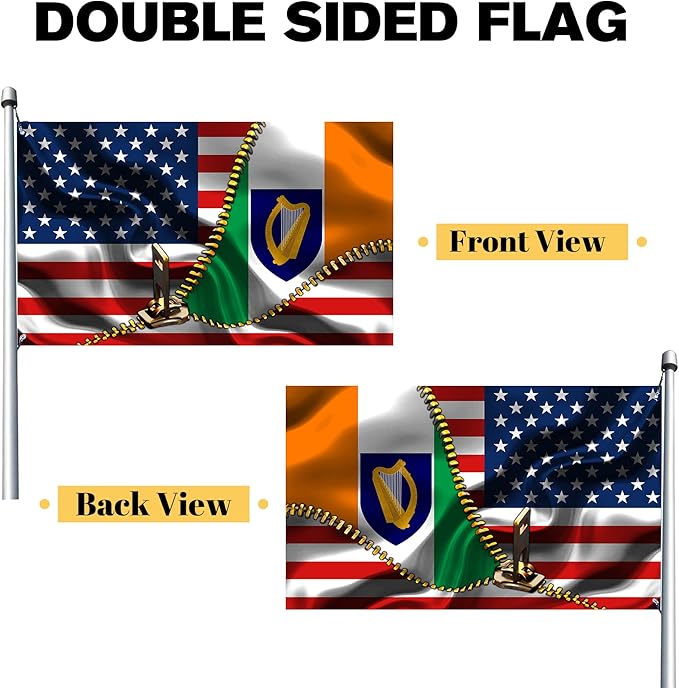 Vintage American America Usa Ireland Irish Flags For Outside Yard 3x5 Ft Double Sided Printed 100d Polyester Lightweight Garden Welcome Outdoor Banner Brass Grommets