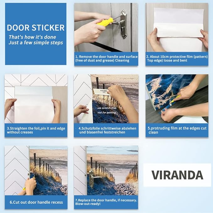 3D Door Stickers - Buddha Statue - Peel & Stick - Waterproof & Washable - Matt Finish - Oriental Style - Door & Wall - 2 Pack - 33.9" x 78.7"