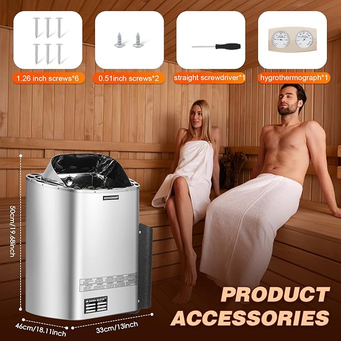 Mxmoonant Sauna Heater, 9KW 220V Electric Sauna Heaters Digital Control Sauna Stove Dry Steam Sauna Bath for Home Hotel Spa Max. 425 Cu.ft with Sauna Hygrothermograph
