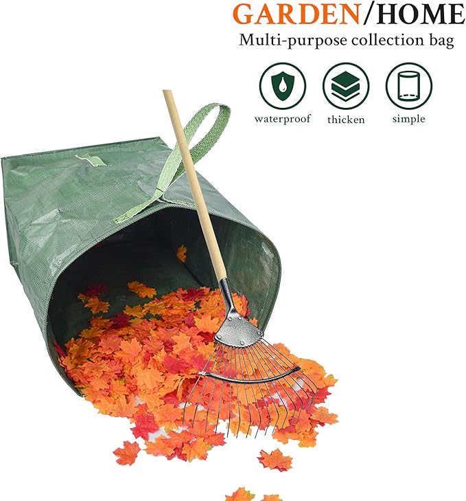 kingsea 2 Pack Yard Waste Bags, Large Yard Dustpan-Type Garden Bag, 53 Gallons Heavy Duty Lawn Pool Garden Leaf Bag for Collecting Leaves Grass Clippings Yard Debris
