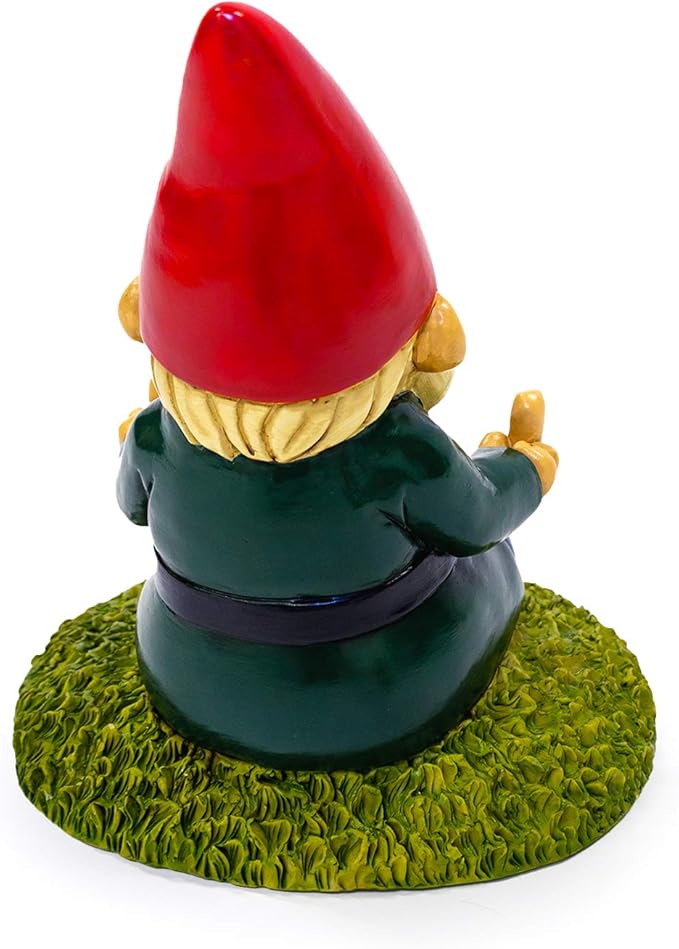 9” Meditation Namaste Garden Gnome Statue – Funny Middle Finger Lawn Ornament – Durable All-Weather Resin Yard Decor – Unique Housewarming Gift & Outdoor Decoration