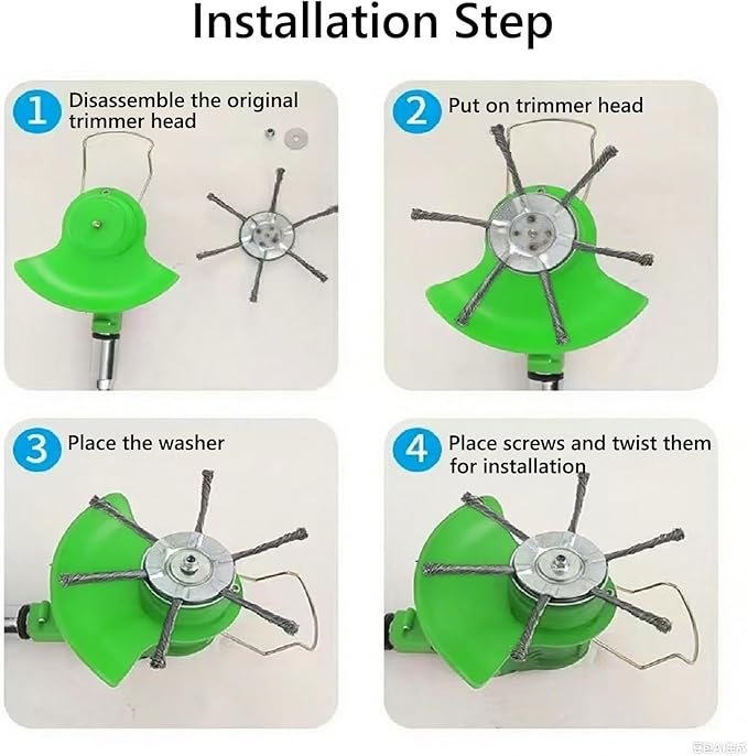 2Pcs Steel Wire Grass Trimmer Head, 6 Inches Steel Wire Weed Trimmer Head, String Trimmer Replacement Head for Electric Battery Powered Cordless String Trimmer-0.22 inch Hole (2, Silver)