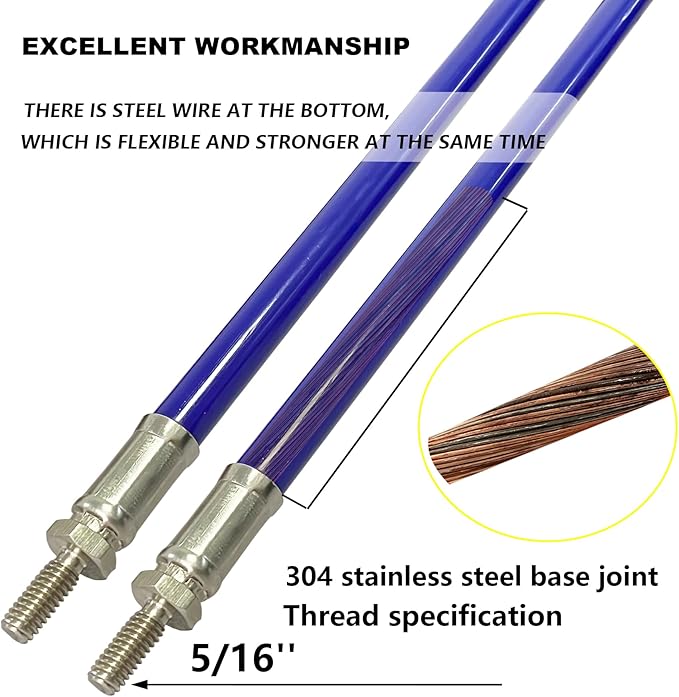 Snow Plow Blade Markers Guides Kit 24''304 Stainless Steel Vertical Stud Mount Joint Never Break Never Rust High Visibility Fit for Boss Western plows and More (Blue)