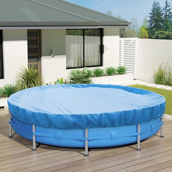 ECOOPTS 28 ft Round Pool Cover for Above Ground Pools, Swimming Pool Cover Protector Winter Safety Cover (Blue)