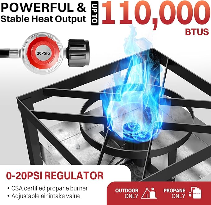 50QT Crawfish Boiler | Seafood Boiling Kit | Dustproof Cover & 12" Skimmer Included | 110,000BTU Propane Jet Burner | 0-20 PSI CSA Certified Regulator | Crab Boil Pot for Outdoor Backyard Cooking