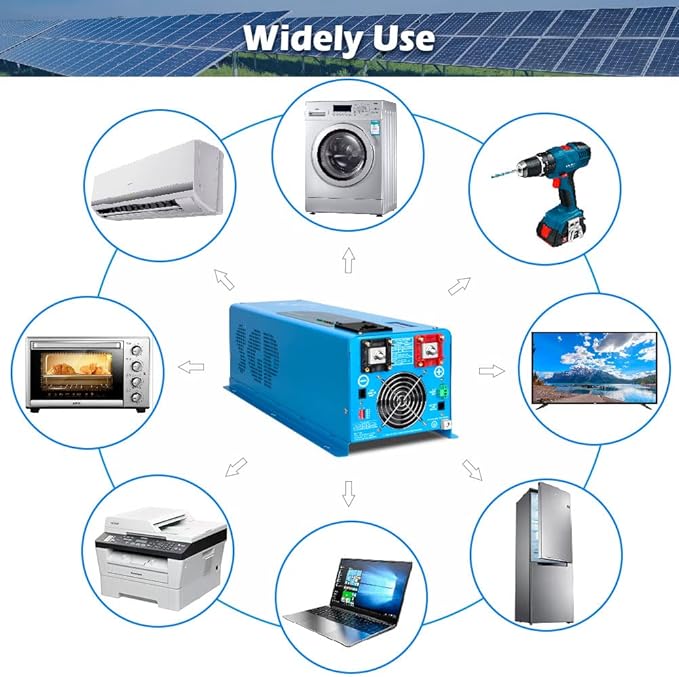 SUNGOLDPOWER 6000W 24 Vdc Inverter Charger,Peak 18000w,240 Vac Input, 120V/240V AC Output Split Phase,Low Frequency,Pure Sine Wave with LCD Remote Controller(Updated Version) Blue