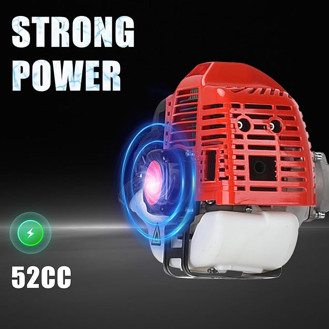52CC 2-Cycle Gas Weed Eater, 2 in 1 Gas Weed Wacker Gas Brush Cutter, 2025 Upgraded Weed Eater Gas Powered, Gas String Trimmer and Lawn Edger, Weed Trimmer Red