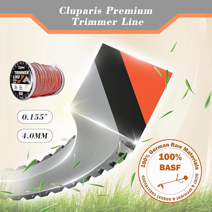 Cluparis 155 Sawtooth Trimmer line Heavy Duty for Push String Trimmer 5-Pound, 0.155" Nylon Weed Eater String .155-inch-by-515-ft Commercial String Trimmer Line in Spool with Line Cutter