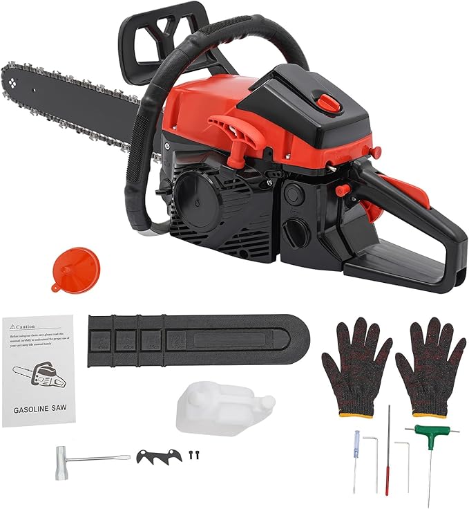 Gas Chainsaw 18 Inch, 58CC 2 Stroke Gas Powered Chainsaw, Single Cylinder Air-cooled Petrol Chain Saws Gas for Cutting Wood Outdoor Garden Farm Home