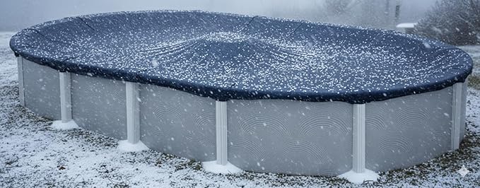 Premium Winter Pool Cover for Above Ground Oval Pool, 15' x 30' Ft., Aboveground Pools Winter Cover, 8-Year Warranty, Includes Winch and Cable, Strength & Durability, UV Protection