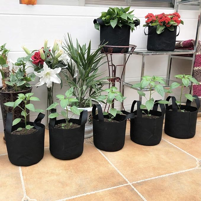 JERIA 8-Pack 3 Gallon Grow Bags, Aeration Fabric Pots with Handles, Heavy Duty Thickened Nonwoven Grow Pots with 8 Pcs Plant Labels