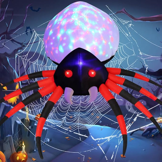 GOOSH 5 FT Halloween Inflatable Spider Outdoor Decoration with Magic Light Blow Up Yard Spider Inflatables Holiday Inflatables for Outdoor Yard Garden Lawn Decor
