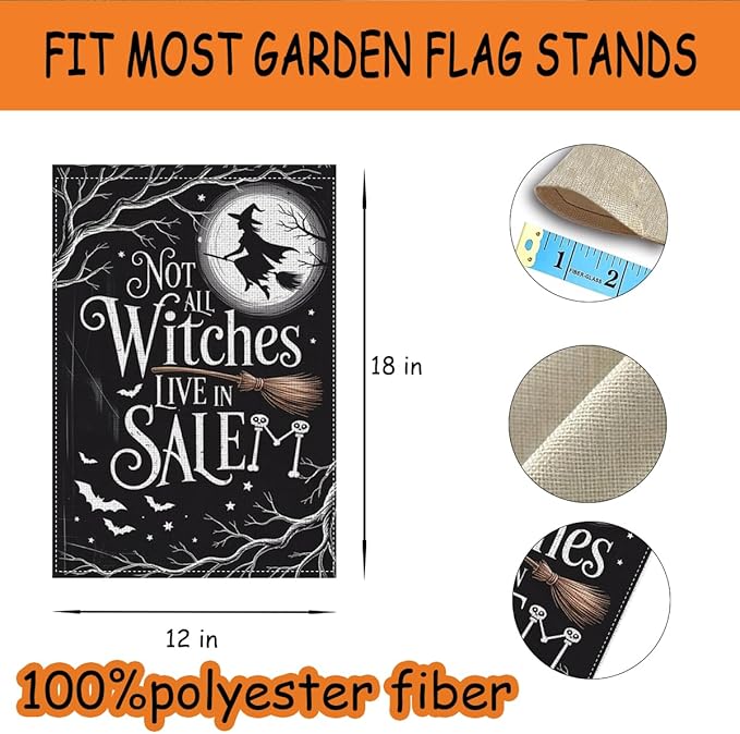 HTBIG Halloween Decor Garden Flag, Halloween Witches Garden Flags, Yard Flags for Outside 12x18 inch, Outside Yard for Home Decorations