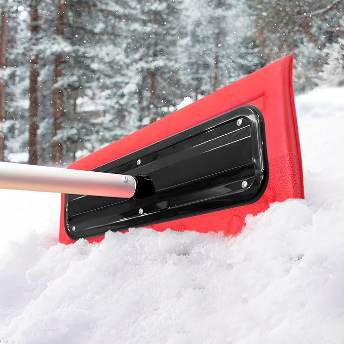 Never-Scratch SnowBuster | 19-Foot Snow Roof Rake(Up to 25Ft Standing Reach) | Heavy-Duty Aluminum｜EVA Soft Foam Pad Snow Removal Tool｜S-Shaped Push/Pull Design for House Roofs, Solar Panels