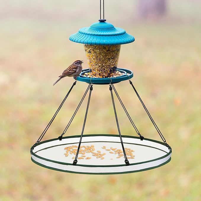 Universal Wild Bird Seed Catcher Hanging Hoop Platform Bird Seed Catcher Tray for Hummingbird Feeders Bee Feeder Outdoor Garden Accessories(1 Pieces,30 Inch)