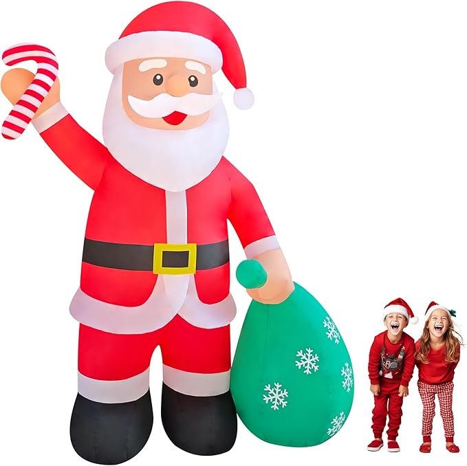 12ft Christmas Inflatable Yard Decor Build-in LED Outdoor Blow up Christmas Decorations for Yard/Lawn/Garden (12ft Santa)