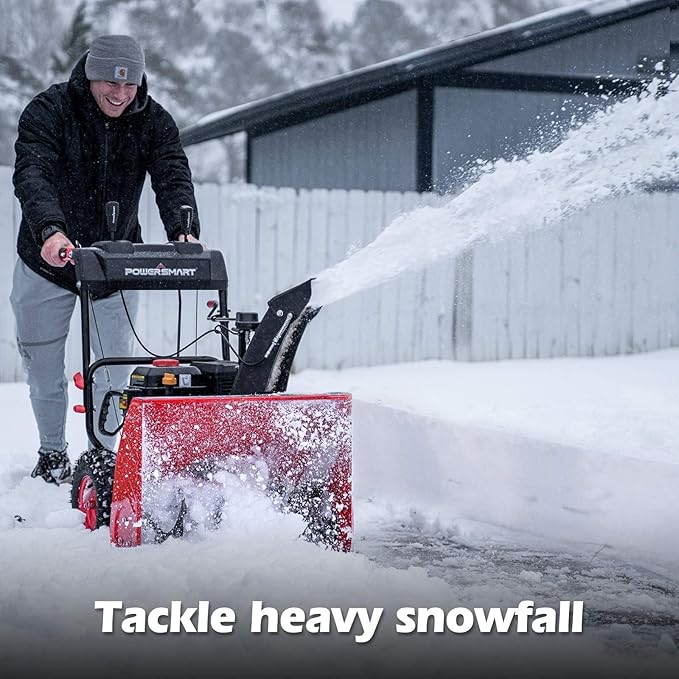 Powersmart 24 in. 2-Stage Self Propelled Gas Snow Blower 212cc 4-Cycle OHV Engine with Electric Start, LED Headlight