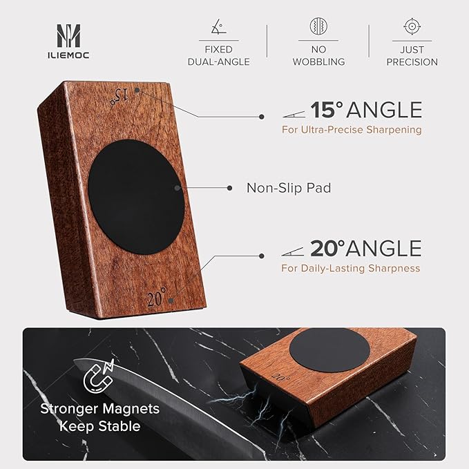 Rolling Knife Sharpener Kit, Kitchen Knife Sharpener with Diamond and Ceramic Grinding Disc, Magnetic Roller Knife Sharpening Kit with 15° & 20° Angle Stable Base, Afilador De Cuchillos