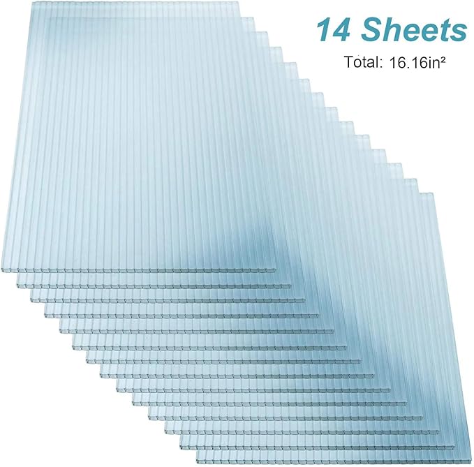 42 Pcs Polycarbonate Greenhouse Panels, 4' x 2' x 0.15'' Twin-Wall Panels, UV Protected Reinforced Clear Sheets for Greenhouse, Outdoor, Plant Stand Roof (42)