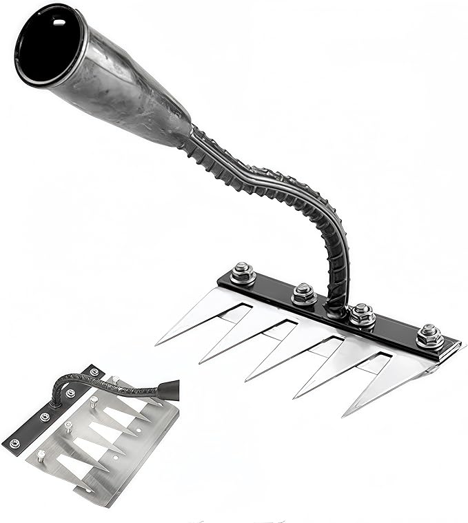 2025 New Gardening Hand Weeder Tool，Gardenia Iron Weeding Rake ，Manual Weeder Tool with Detachable Blades，Tool for Effortless Weed Removal， Flower Beds & Vegetable Patches (No Wooden Handle)