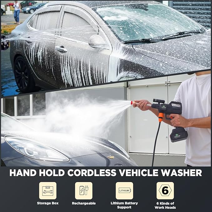 Portable Cordless High Pressure Washer with 2 Removable Batteries
