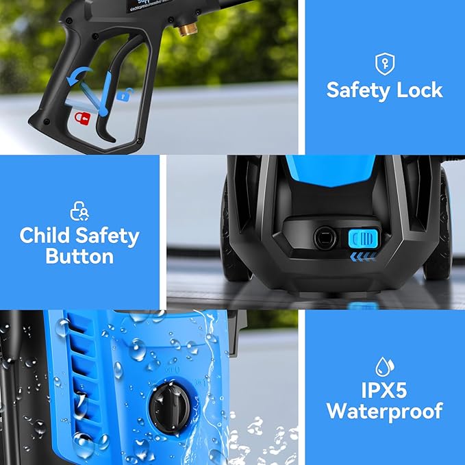 Pressure Cleaner 5000 PSI 4.0GPM Portable Power Cleaner with 4 QC Nozzles, 500ML Foam Cannon for Cars/Fences/Driveways/Home/Patios Cleaning, Blue