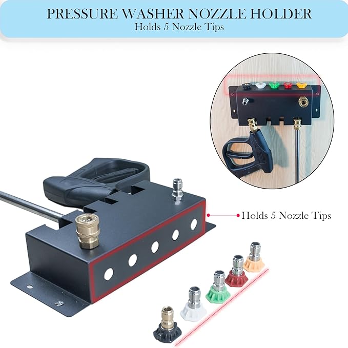 Pressure Washer Gun Holder-Foam Cannon Holder-for Foam Cannon,Pressure Washer Nozzle Tip and Pressure Wand Extension Storage Rack(fit 1/4" Quick Connector)