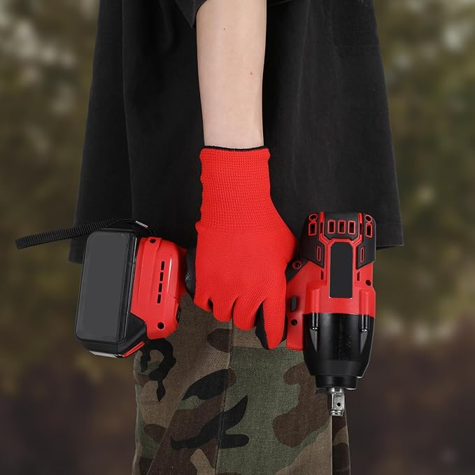 48 Pack Gardening Gloves Bulk for Men Women, Breathable Nitrile Rubber Coated Garden Gloves Dipped Gripping Work Gloves for Construction, Gardening