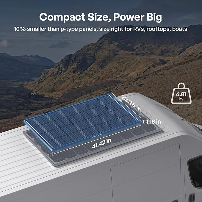 Renogy 120W ShadowFlux Anti-Shading N-Type Solar Panel, 12V 120 Watt Solar Panel 25% High-Efficiency, PV Module Power Charger for RV Marine Rooftop Farm Battery and Other Off-Grid Applications