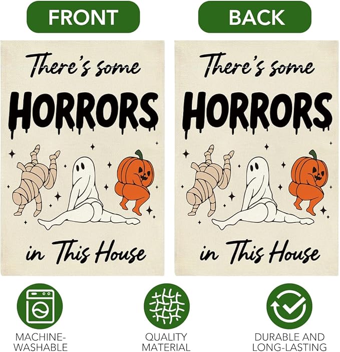 Funny Halloween Garden Flag Ghost Pumpkins Fall Halloween Themed Holiday Party Outside Outdoor Lawn Decorations Yard Flag Double Sided 12x18 Inch