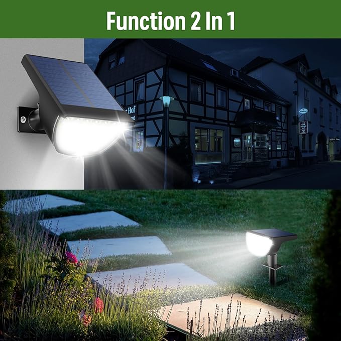 Solar Lights Outdoor Waterproof IP65, 76 LED 3 Lighting Modes Solar Spot Lights Outdoor Yard Garden Landscape Pathway (Cool White, 6 Pack)