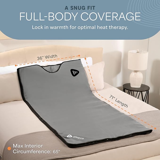 LifePro RejuvaWrap Far Infrared Sauna Blanket for Detox & Relaxation – Available in 5 Colors & 3 Models – Portable Sauna Blanket Infrared for Muscle Relief, Circulation & Recovery – 9 Heat Levels