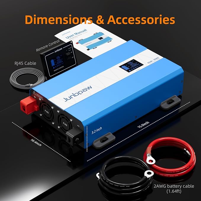 3080W Pure Sine Wave Power Inverter - 30dB Ultra Quiet, 6000W Surge, Game-Changing Design | 12V to 120V AC Converter for Home, RV, Camping, Off-Grid & Outdoor Adventures