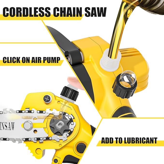 Cordless Mini Chainsaw 6 Inch, Auto Oiler &Tool-Box, One-Hand Handheld Electric Portable Chainsaw, Super Power Small Chain Saws 2x2000mAh Battery Operated, Hand Saw for Tree Wood Cutting Ranger
