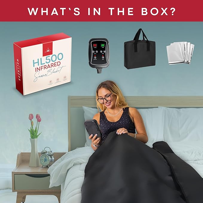 Sauna - Portable Sauna for Home - Infrared Blanket for Detox, Weight Loss & Relaxation, Dry Heat Therapy Bag, Personal Wellness at-Home Wraps with Adjustable Temp 95-185°F. 110V 500 Watts, 71" x 36"