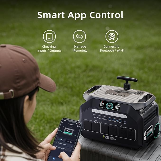 IEE 3200W/2048Wh Solar power station With 400W Solar Panel,P3200 Solar Generator(6400W Peak),1800W Super Fast Charging,APP Control Emergency Power Station for Home, Camping, Power Outages