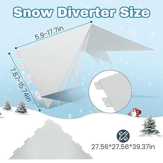 Snow Splitter for Chimneys, 2pcs Adjustable Angle Roof Snow Diverter Universal Fit on All Metal Roof Types, Fits 2-31.5 Inch Pipes, Prevents Ice Dams & Winter Hazards