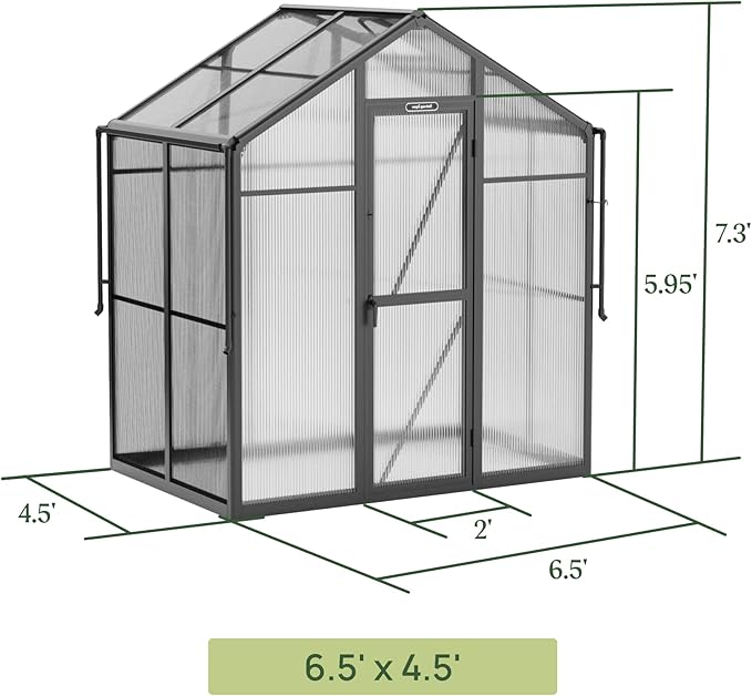 Vego Garden Junior Victorian Greenhouse 6.5 ft – Durable Aluminum Frame with Polycarbonate Panels – All-Season Greenhouse for Backyard or Patio