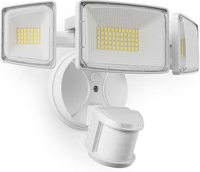 Onforu 75W LED Motion Sensor Outdoor Lights, Dusk to Dawn Flood Light Outdoor Motion Sensor, Hardwired Security Lights Floodlights Outside 7500LM 6500K Daylight IP65 Waterproof (White)